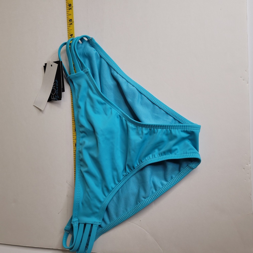 California Waves Turquoise Strappy Scoop Bikini Bottoms Medium Blue NEW - Picture 5 of 11